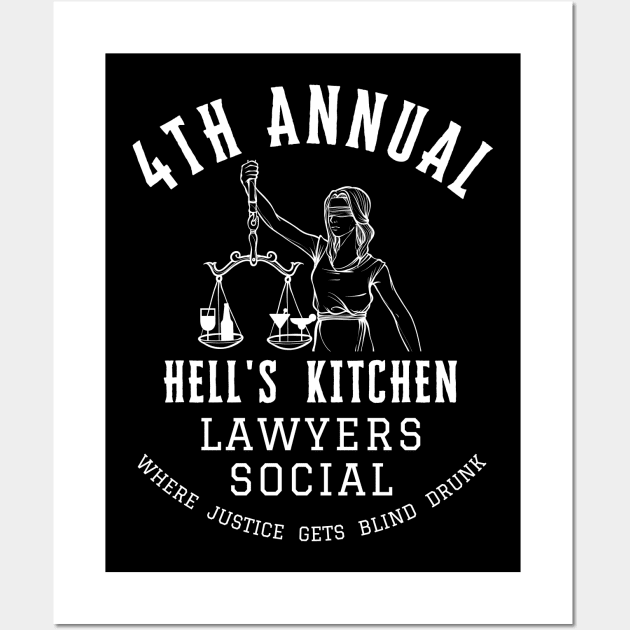 Hell's Kitchen Lawyers Social (white text) Wall Art by Damn_Nation_Inc